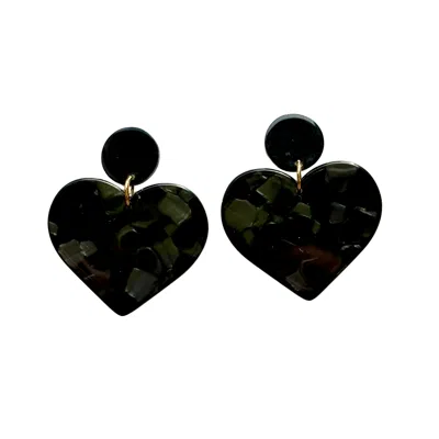 Closet Rehab Women's Heart Earrings In Black