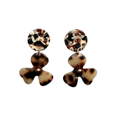 Closet Rehab Women's Neutrals / Black / Brown Pearl Water Poppy Drop Earrings In Teacup Half Full In Multi