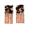 Closet Rehab Women's Neutrals / Black / Pink Square Fringe Earrings In Let's Behave