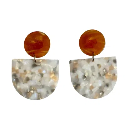 Closet Rehab Women's Neutrals / Grey / Brown Tab Drop Earrings In Peaches & Cream In Gray
