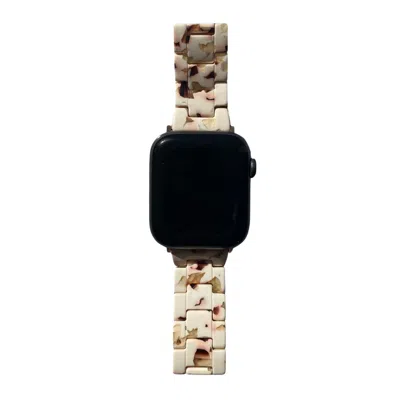 Closet Rehab Women's Neutrals / White / Brown Apple Watch Band In Rich Nougat In White/brown