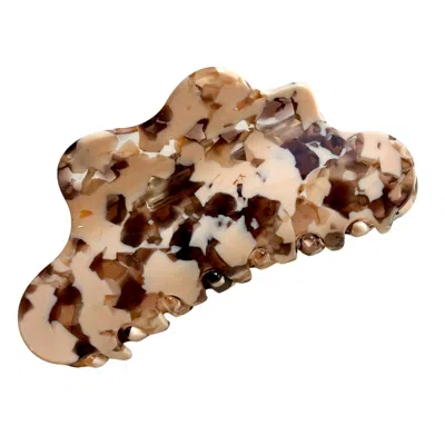 Closet Rehab Women's Neutrals / White / Brown Large Cloud Claw Clip In Nougat In Multi