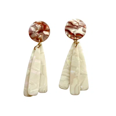 Closet Rehab Women's Neutrals / White / Brown Petal Drop Earrings In Iridescent Cream