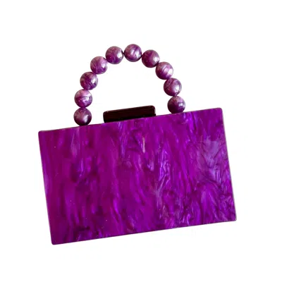 Closet Rehab Women's Pink / Purple Acrylic Party Box Purse In Grape With Beaded Handle