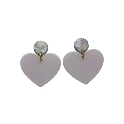 Closet Rehab Women's Pink / Purple Heart Earrings In So In Love In Gray