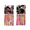 Closet Rehab Women's Pink / Purple Square Fringe Earrings In Super Charged