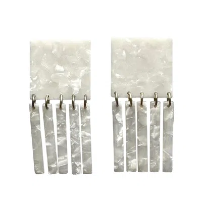 Closet Rehab Women's Square Fringe Earrings In White