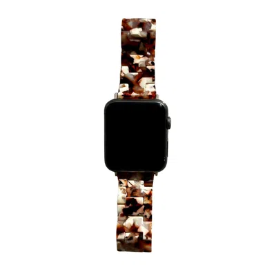Closet Rehab Women's White / Brown Apple Watch Band In Burnt Umber In White/brown