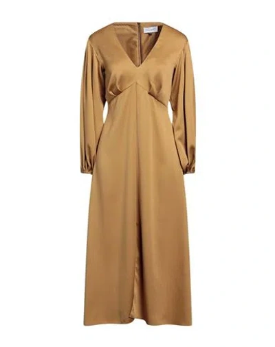 Closet Woman Midi Dress Mustard Size 12 Recycled Polyester In Yellow