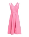 Closet Woman Midi Dress Pink Size 12 Polyester, Cotton, Elastane In Pink