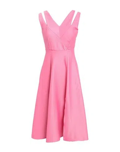 Closet Woman Midi Dress Pink Size 12 Polyester, Cotton, Elastane