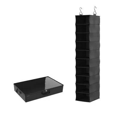 Closetmaid 2-pc. Fabric Under-bed And 10-shelf Shoe Organizer In Black