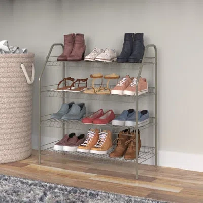 Closetmaid 4-tier 12-pair Freestanding Shoe Rack In Nickel