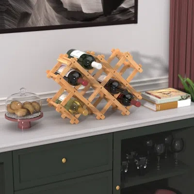 Closetmaid Bamboo Wood Folding Wine Rack, 8 Bottles In Brown