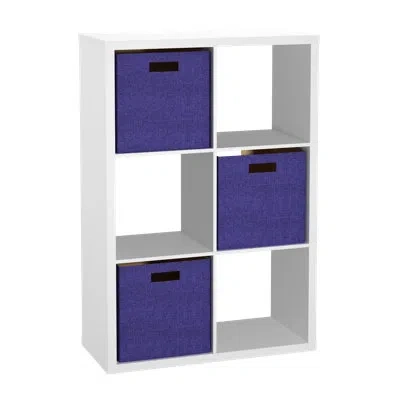 Closetmaid Decorative 6 Cube Bookcase With Fabric Bins In Purple