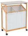 Closetmaid Fabric & Bamboo Laundry Hamper Storage Cart In Brown
