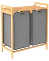 Closetmaid Fabric & Bamboo Sliding Laundry Basket Hamper In Grey