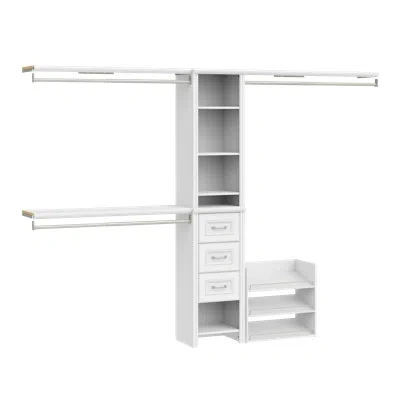 Closetmaid Impressions 16" Closet Tower With Drawers, Top Shelves And Shoe Storage In White