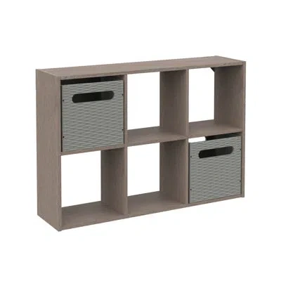 Closetmaid Mini 6-cube Desktop Or Wall Mount Organizer With 2 Collapsible Storage Bins In Bleached Walnut