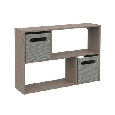 Closetmaid Mini Offset 4-cube Desktop Or Wall Mount Organizer With 2 Collapsible Bins In Weathered Teak