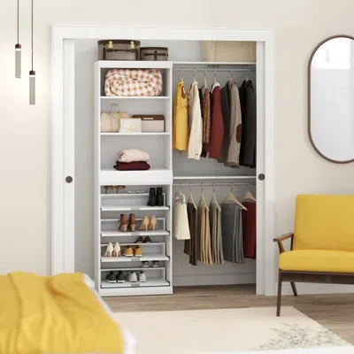Closetmaid Mosaics 5-shelf 4-shoe Shelf 2-hang Rod Closet Organizer In White