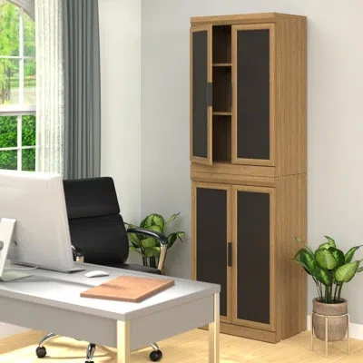 Closetmaid Mosaics Closet System With 6 Shelves And 4-door Cabinet Storage In Brown