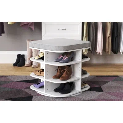 Closetmaid Revolution Rotating 12 Pair Shoe Storage Bench In White