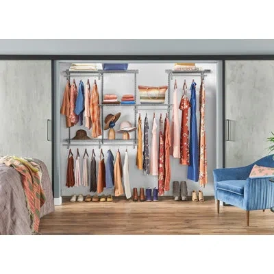 Closetmaid Shelftrack 60" W - 96" W Closet System Starter Kit In Satin Chrome