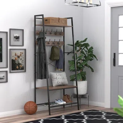 Closetmaid Steel Hall Tree With Bench And Shoe Storage In Black;gray