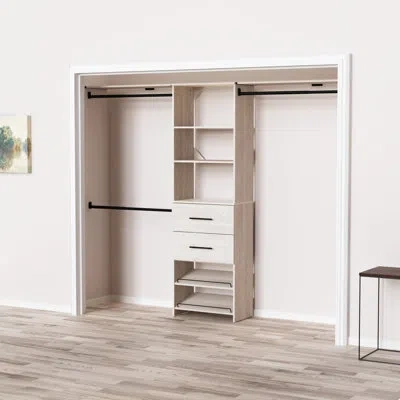 Closetmaid Suitesymphony 84" W -120" W Closet System Kit With Drawers, Top Shelves And Shoe Shelves In White Wood