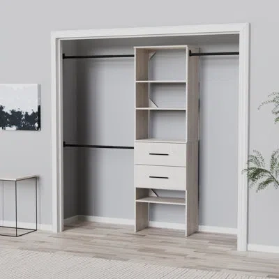 Closetmaid Suitesymphony 84" W -120" W Closet System Kit With Drawers In White Wood