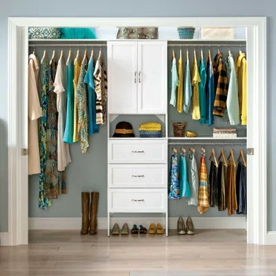 Closetmaid Suitesymphony 84" W - 120" W Closet System With Drawers And Doors In Pure White