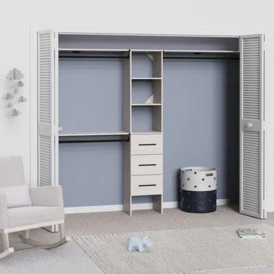 Closetmaid Suitesymphony Closet System Kit With 3 Drawers And Top Shelves In White Wood