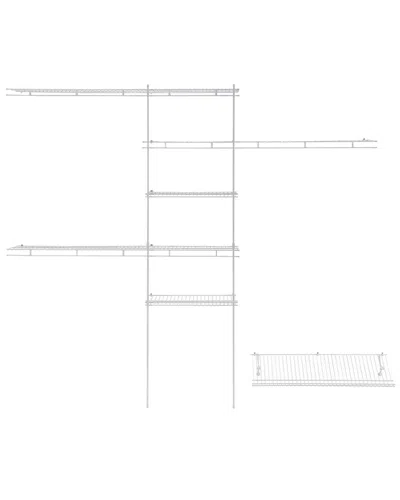 Closetmaid Superslide Fixed Mount 60-96 Inch Wire Closet Organizer With Shoe Shelf In White