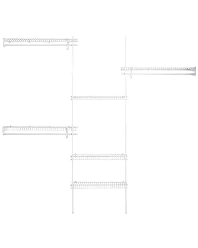 Closetmaid Superslide Fixed Mount 60-96 Inch Wire Closet Organizer With Hang Rods In White