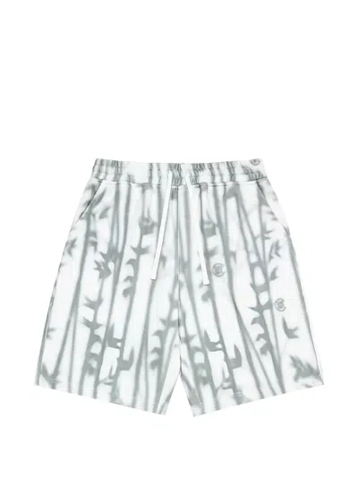 Clot Bamboo-print Track Shorts In White