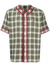 Clot Check-pattern Striped-edge Shirt In Green