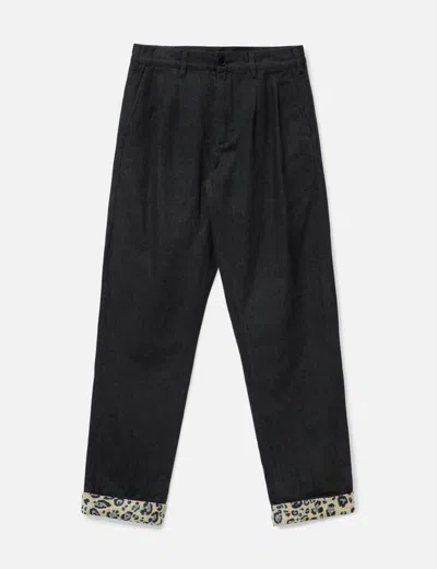 Clot Cotton Roll-up Chino Trousers In Black