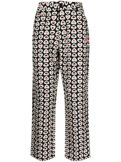 Clot Graphic-print Straight-leg Trousers In Black