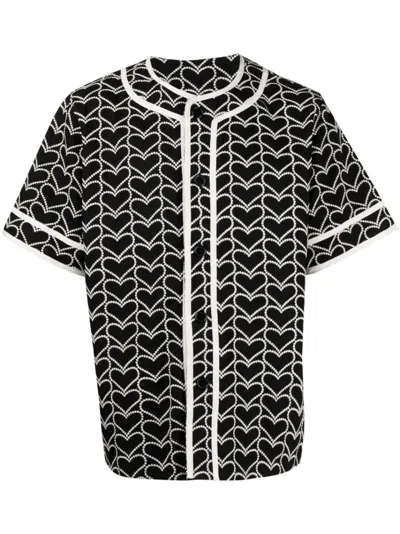 Clot Heart-print Short-sleeved Shirt In Black
