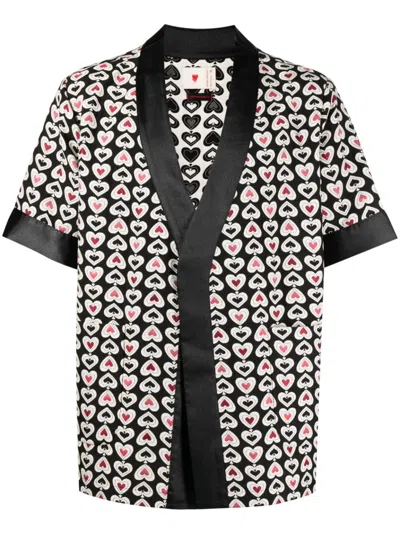Clot Heart-print Short-sleeved Shirt In Neutrals
