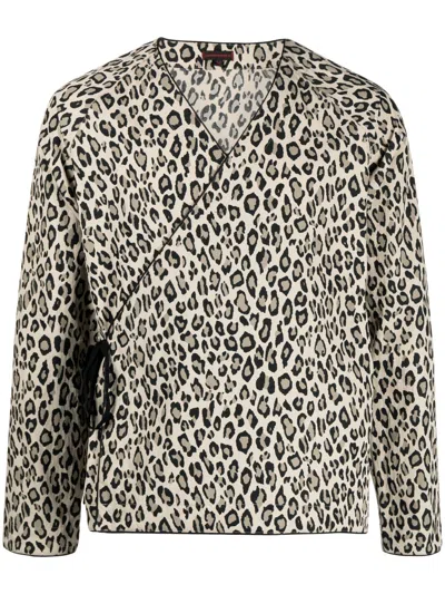 CLOT LEOPARD-PRINT V-NECK SHIRT