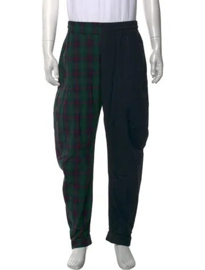 Pre-owned Clot Plaid Print Joggers In Green