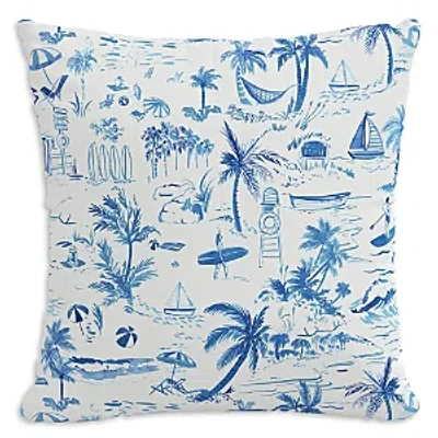 Cloth & Company The Beach Toile Outdoor Pillow In Coral, 20 X 20 In Navy