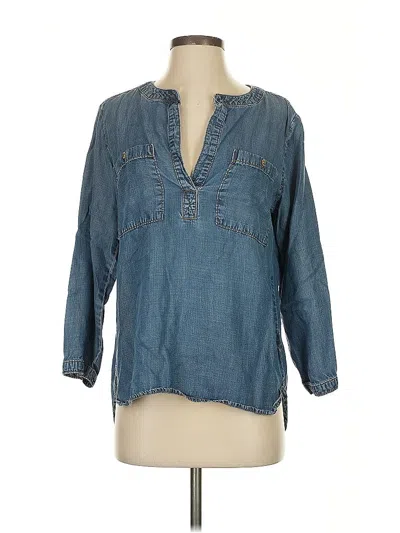 Pre-owned Cloth & Stone 3/4 Sleeve Blouse In Blue