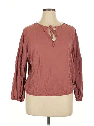 Pre-owned Cloth & Stone 3/4 Sleeve Blouse In Burgundy