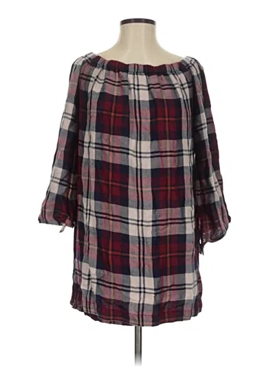 Pre-owned Cloth & Stone 3/4 Sleeve Blouse In Burgundy