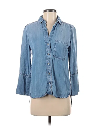 Pre-owned Cloth & Stone 3/4 Sleeve Button Down Shirt In Blue