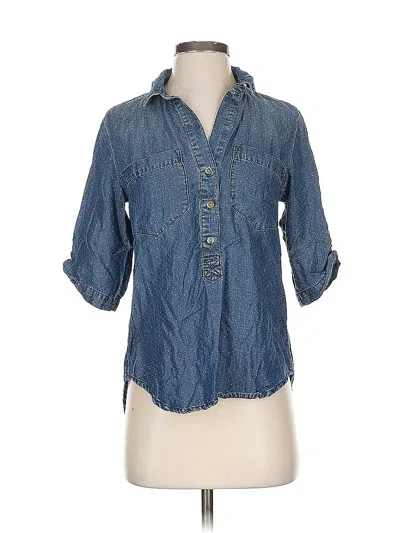 Pre-owned Cloth & Stone 3/4 Sleeve Button Down Shirt In Blue