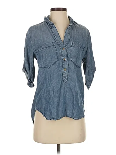 Pre-owned Cloth & Stone 3/4 Sleeve Button Down Shirt In Blue